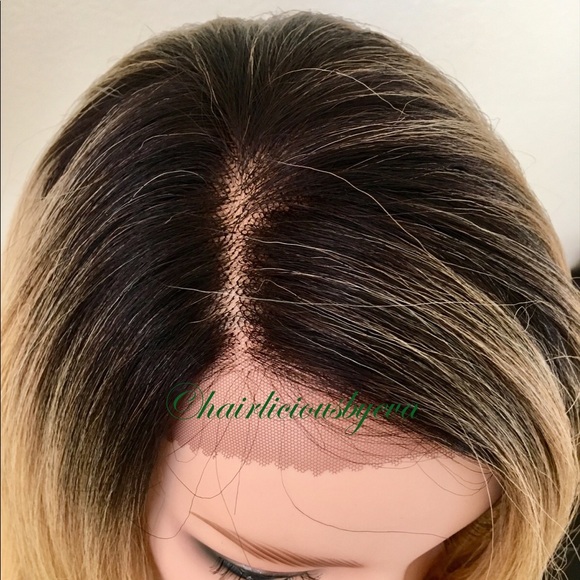Golden Blonde wig ombré dark roots 26 inch long - Picture 7 of 8